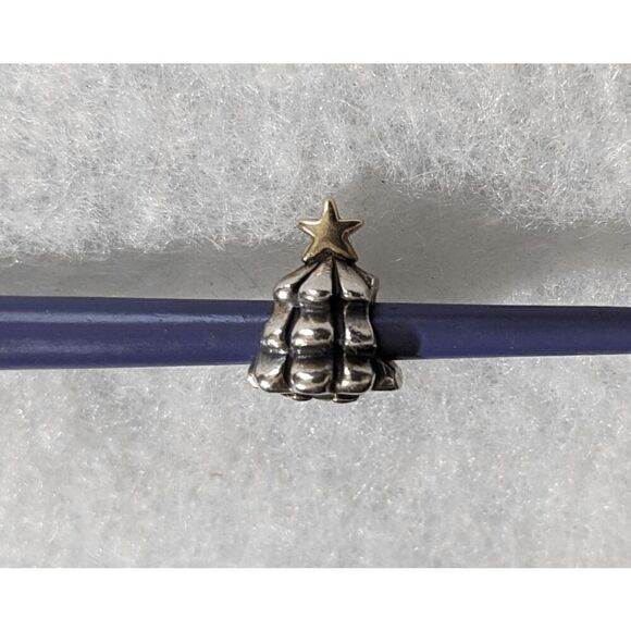 Authentic Pandora ALE 925 Sterling 14k Gold Christmas Tree Charm Star 790365 - Picture 4 of 4